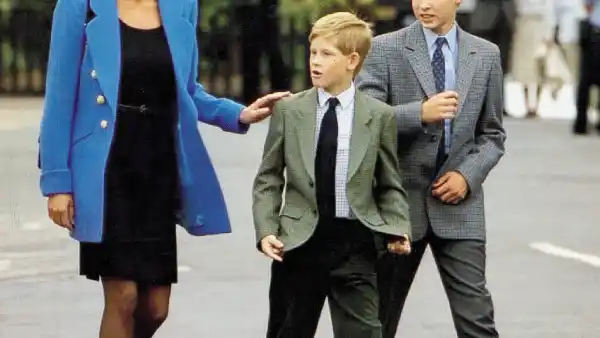 Diana Princess Of Wales Prince Harry Prince William And Prince Charles Prince Of Wales At Manor House For William's First Day At Eton 1995.