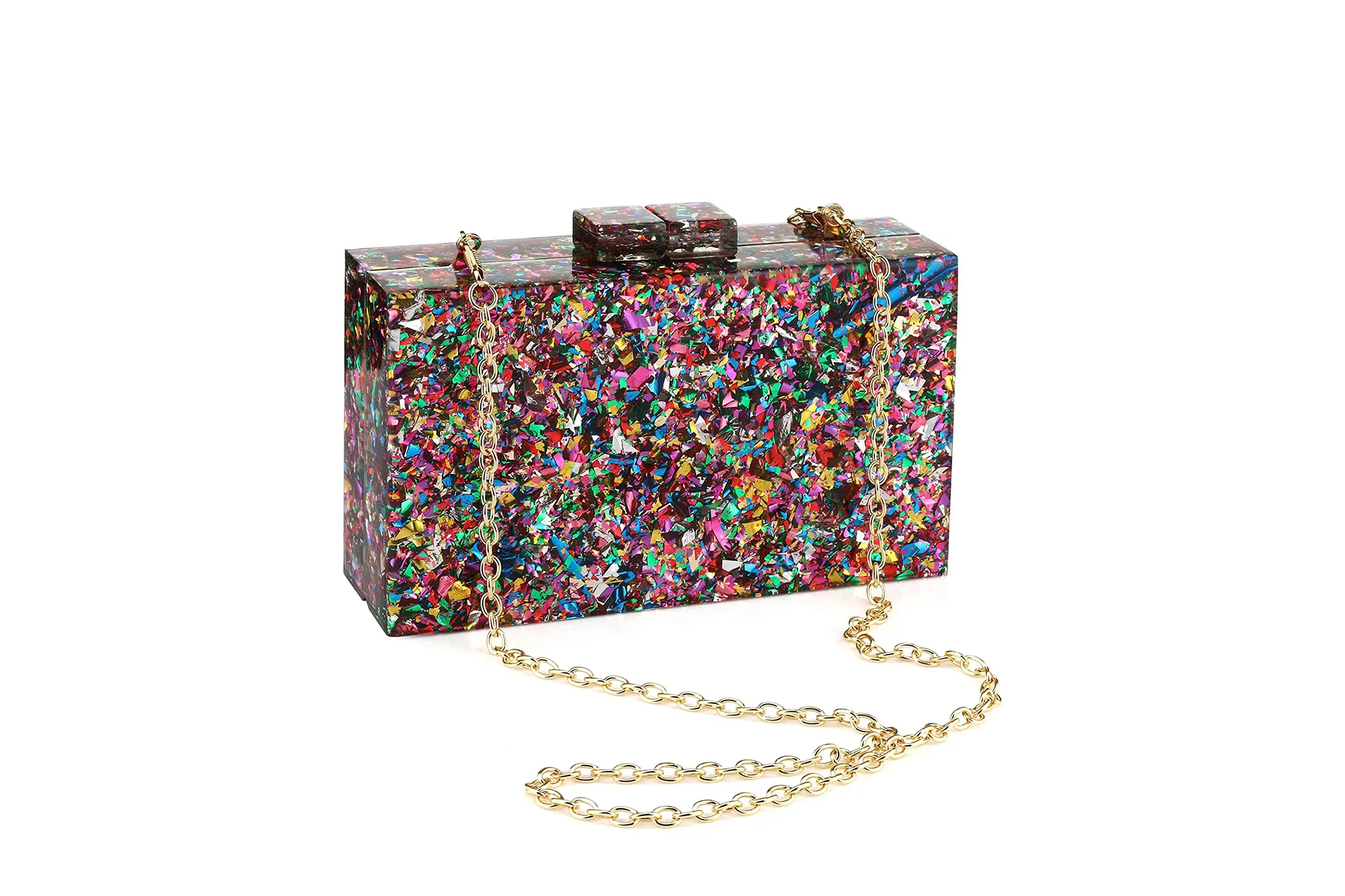 Gets Acrylic Confetti Box Clutch
