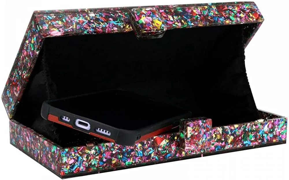 Gets Acrylic Confetti Box Clutch