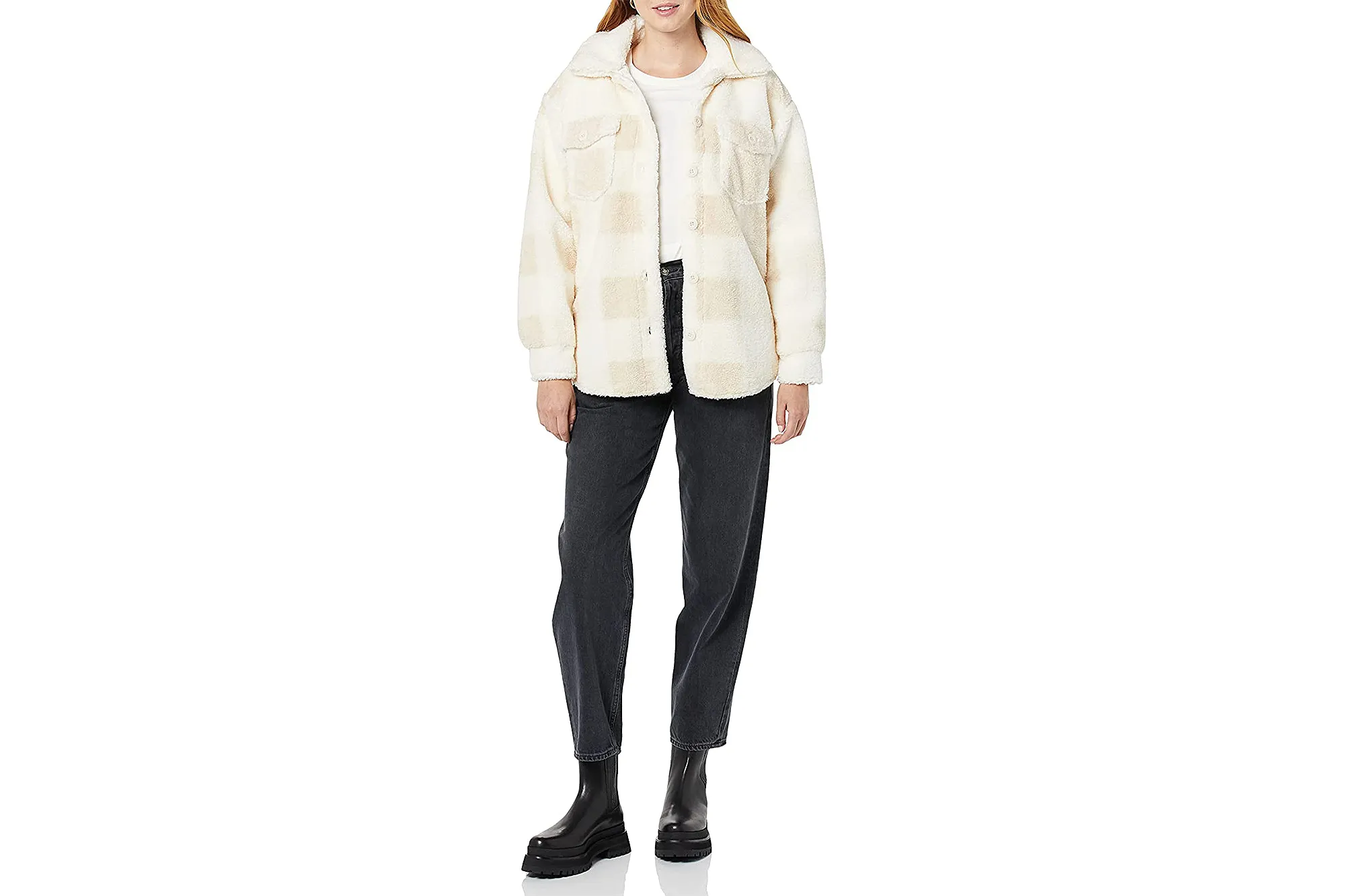 Goodthreads Women's Oversized Teddy Sherpa Shirt Jacket