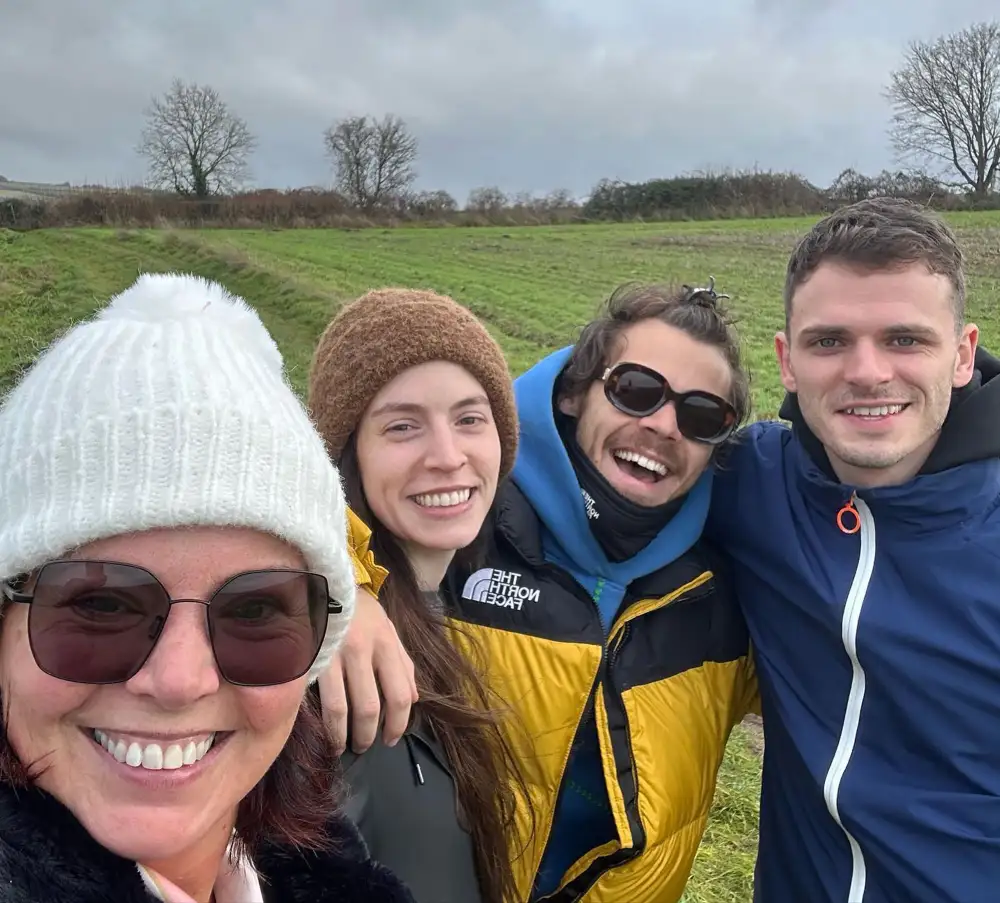 arry Styles Celebrates the Holidays With His Mom and Sister After Olivia Wilde Split yellow coat