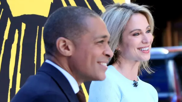Inside ABC's Decision to Keep Amy Robach and T.J. Holmes Off the Air Amid Relationship Scandal pale blue dress