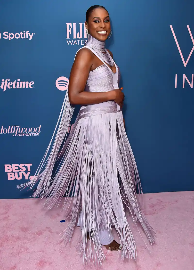 Issa Rae's Style fringe pale lavender dress