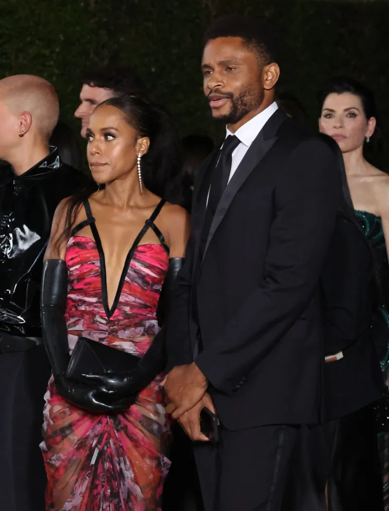Kerry Washington and Husband Nnamdi Asomugha's Relationship Timeline black and pink dress