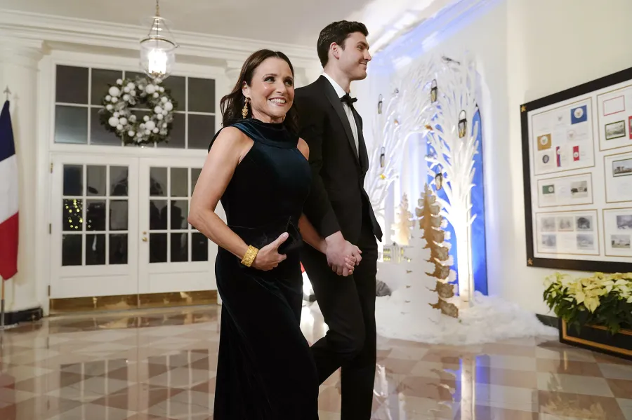 Matching Looks Julia Louis-Dreyfus Holds Hands With Son Charlie Hall at White House State Dinner