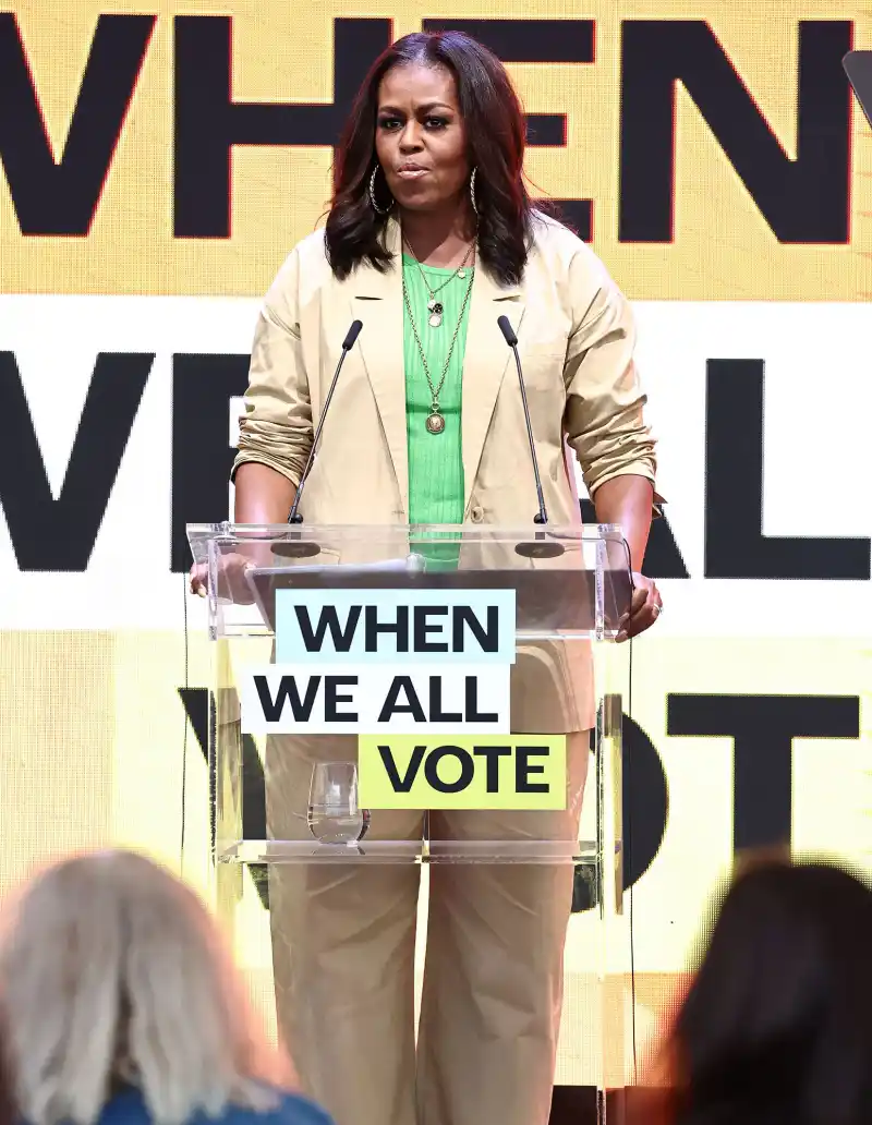 Michelle Obama's post-White House style green sweater