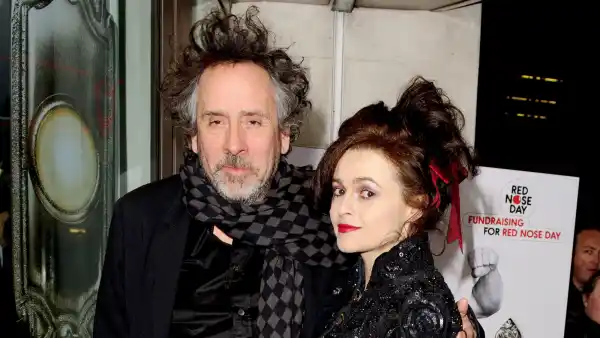 Helena Bonham Carter Recalls 'Mourning' Her 'Painful' Tim Burton Split: 'It Was a Long-Lasting Thing' black and grey scarf
