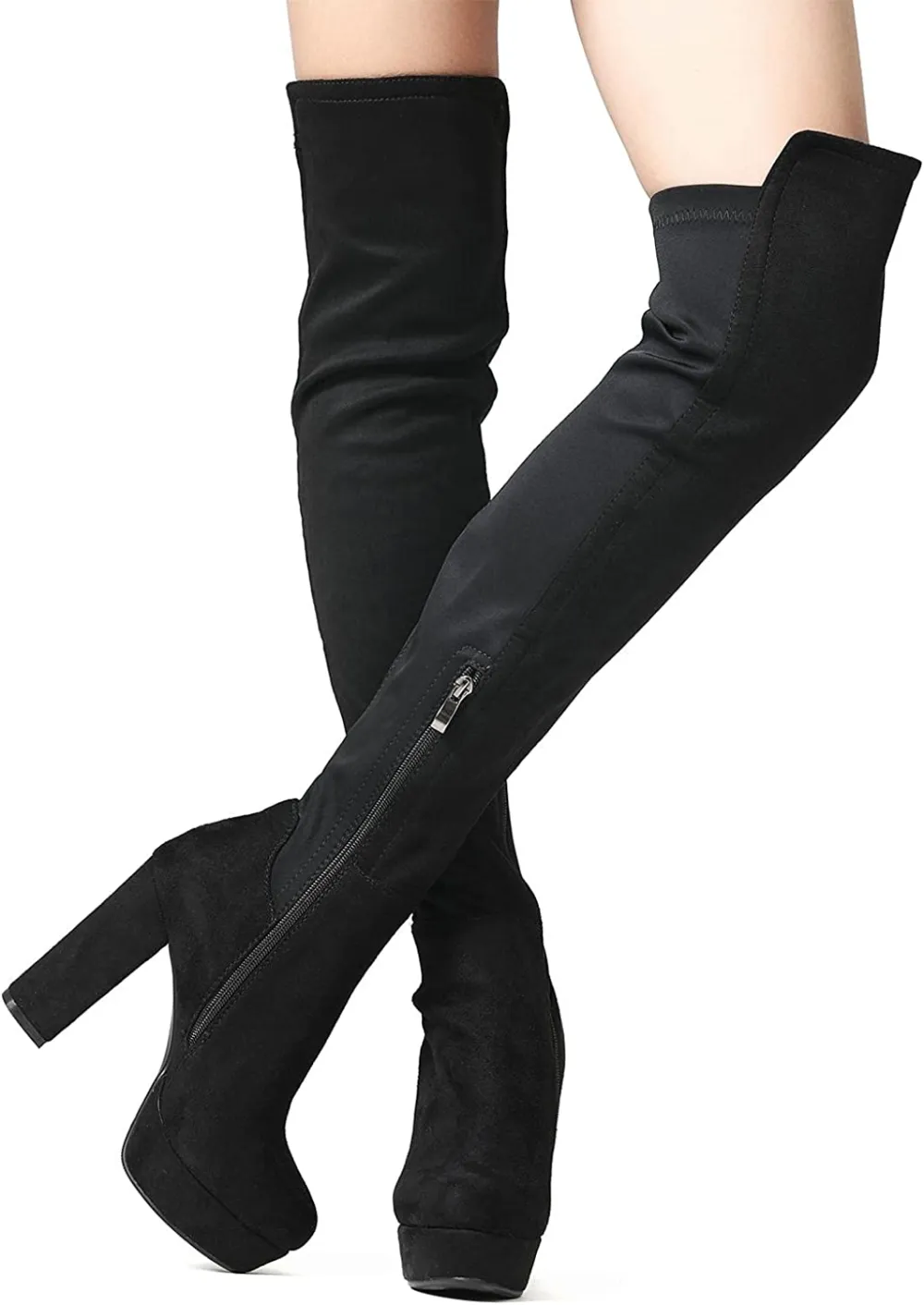 Shoe'N Tale Faux Suede Stretch Over The Knee Thigh High Boots