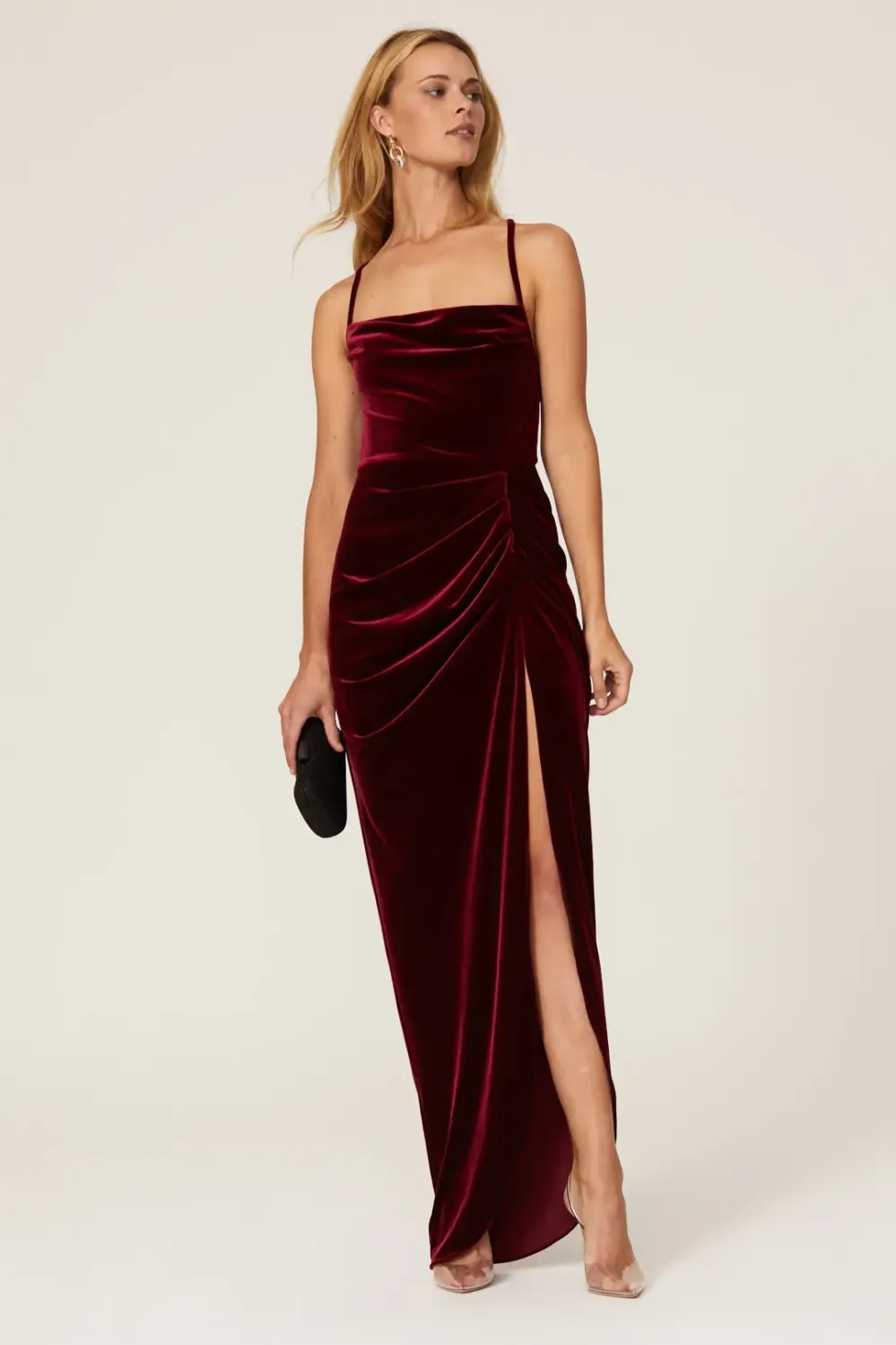 burgundy velvet dress