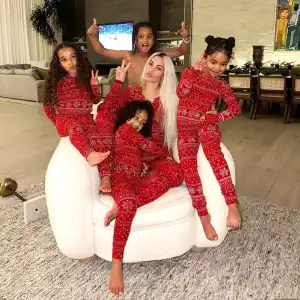 Kim Kardashian Celebs Wearing Matching Holiday Jammies