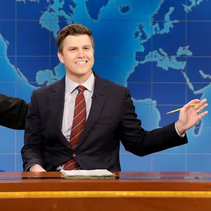 Colin Jost Blushes Over ‘Saturday Night Live' Impression of Scarlett Johansson During 'Weekend Update'