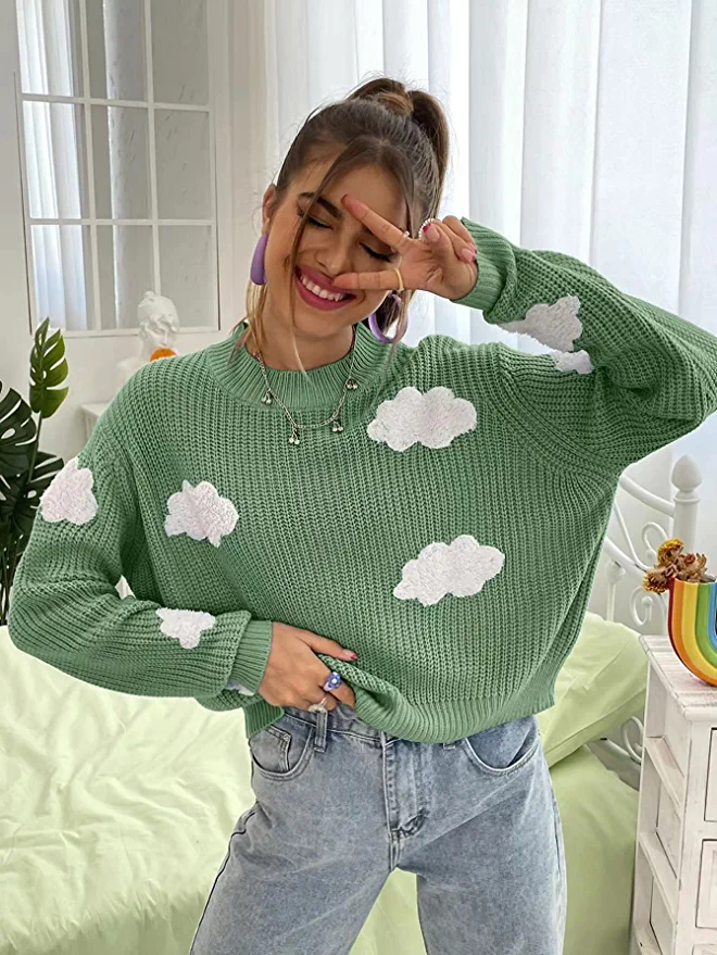 green cloud sweater