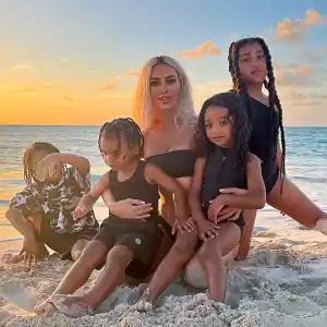 Kim Kardashian Says She's 'Fulfilled' While Sharing Beach Photo With Her Children