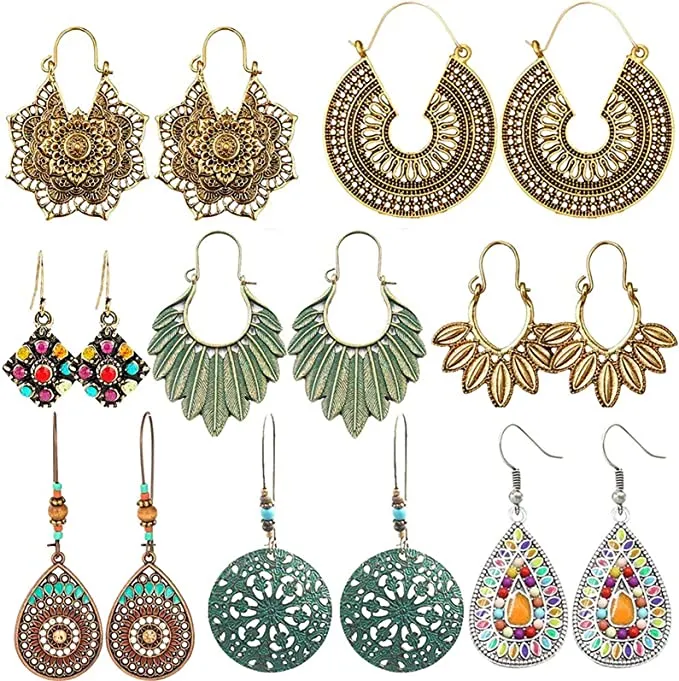 ABOJOY 8 Pair Bohemian Earring Set