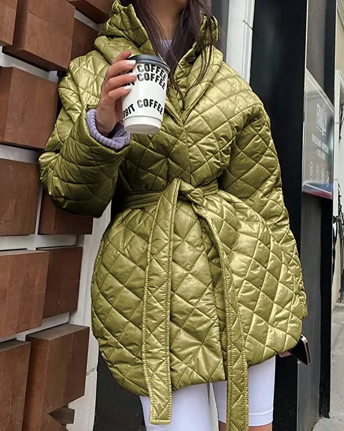 BTFBM Women's Button Down Quilted Jacket