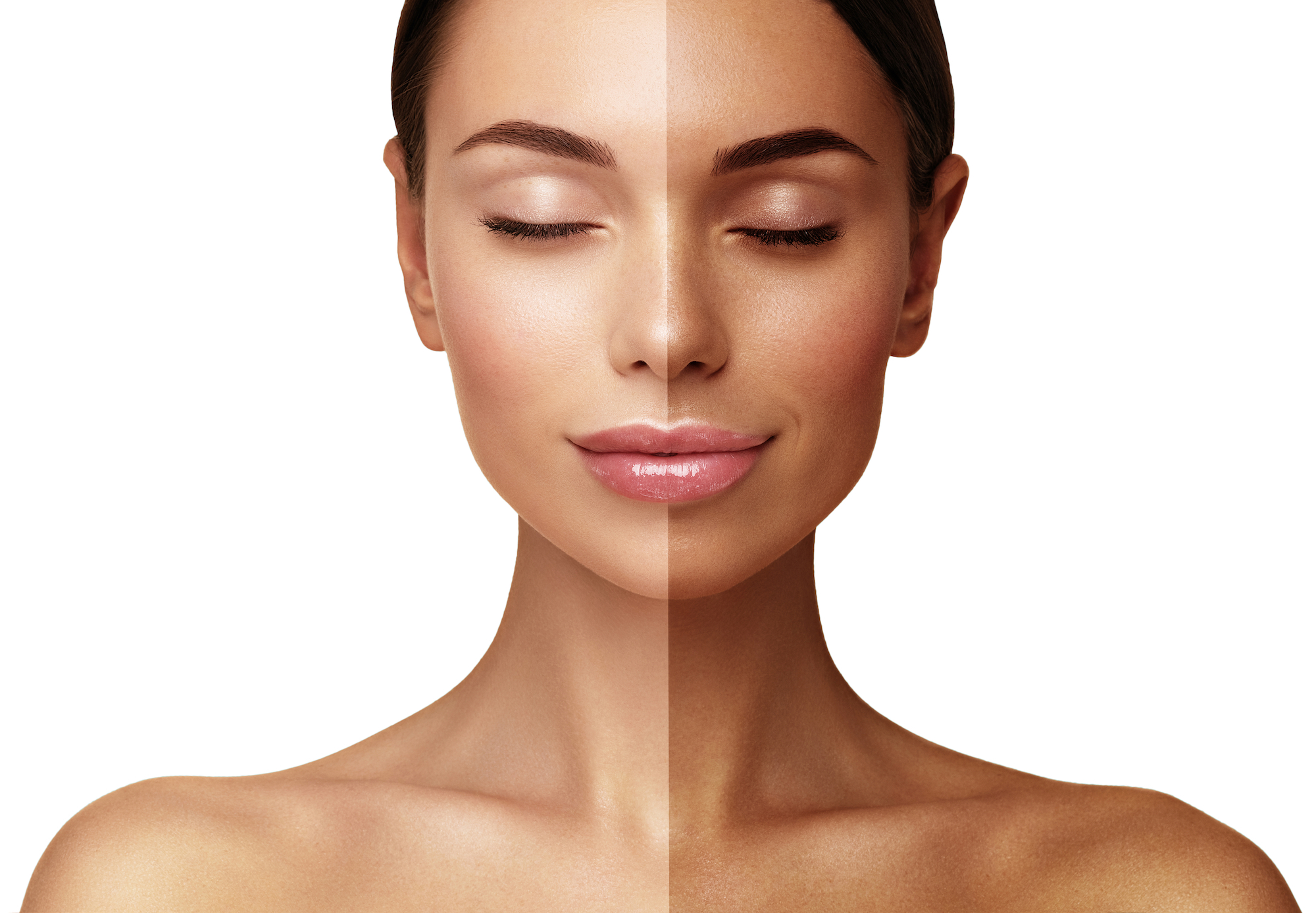 Before-After-Face-Tan-Stock-Photo