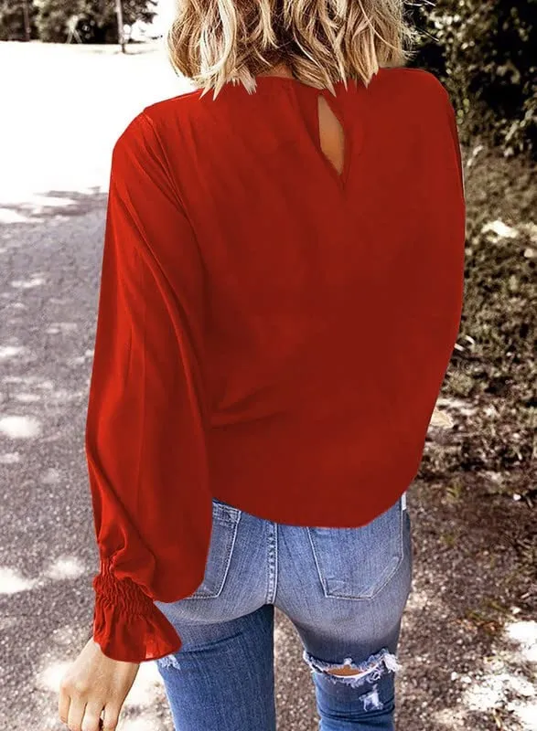 Dokotoo Women's Long Sleeve Ruffle Blouse