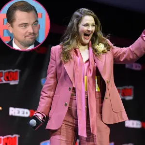 Drew Barrymore Teases Leonardo DiCaprio for His Bachelor Lifestyle: ‘I Love He’s Still Clubbing’ pink suit