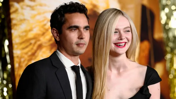 Elle Fanning and Max Minghella Have Been 'Serious' for a While, Age Difference 'Isn't an Issue': 'They're Super Solid' red lip