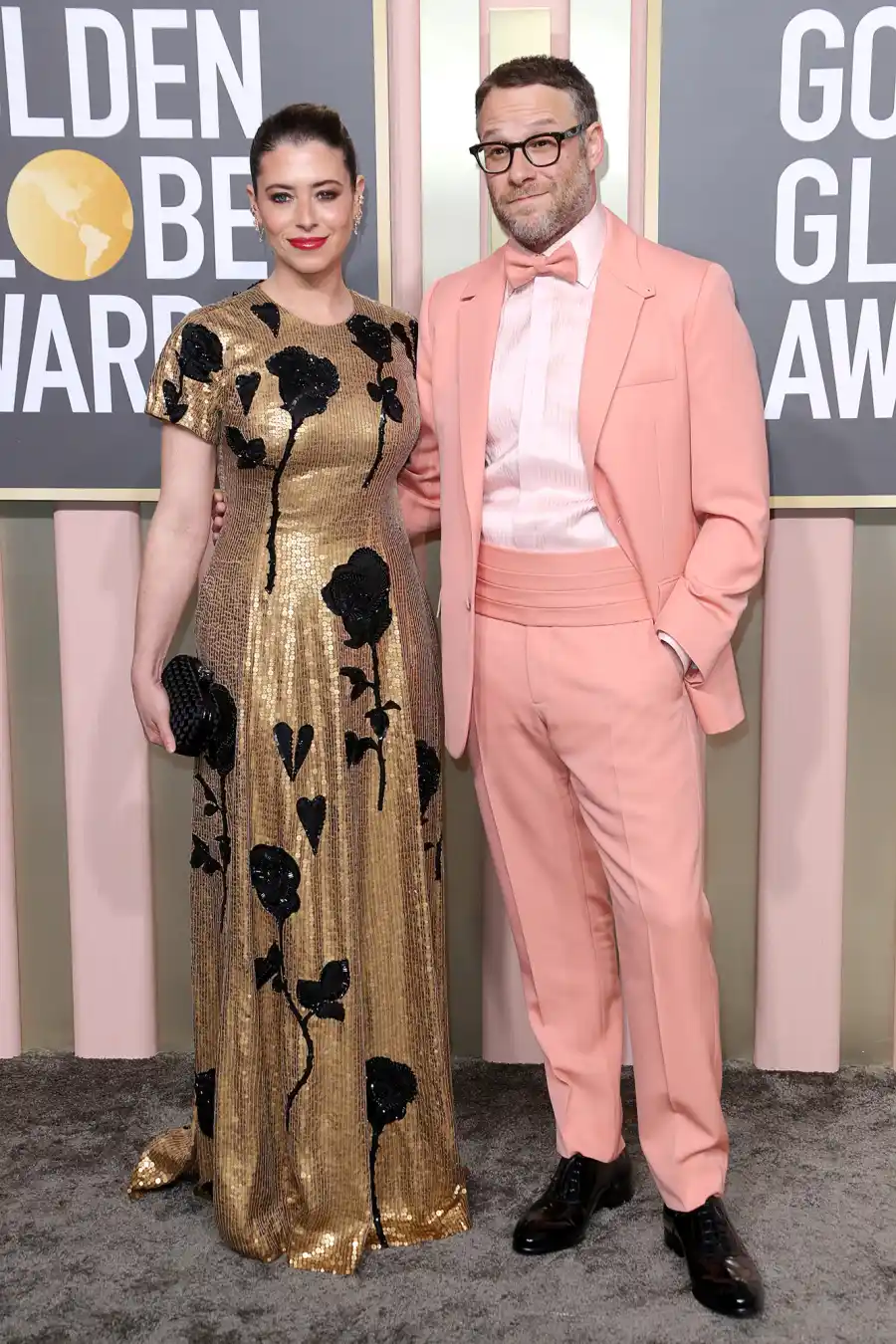 Hottest 2023 Golden Globes Couples - 964 80th Annual Golden Globe Awards, Arrivals, Beverly Hilton, Los Angeles, USA - 10 Jan 2023 Lauren Miller, Seth Rogen
