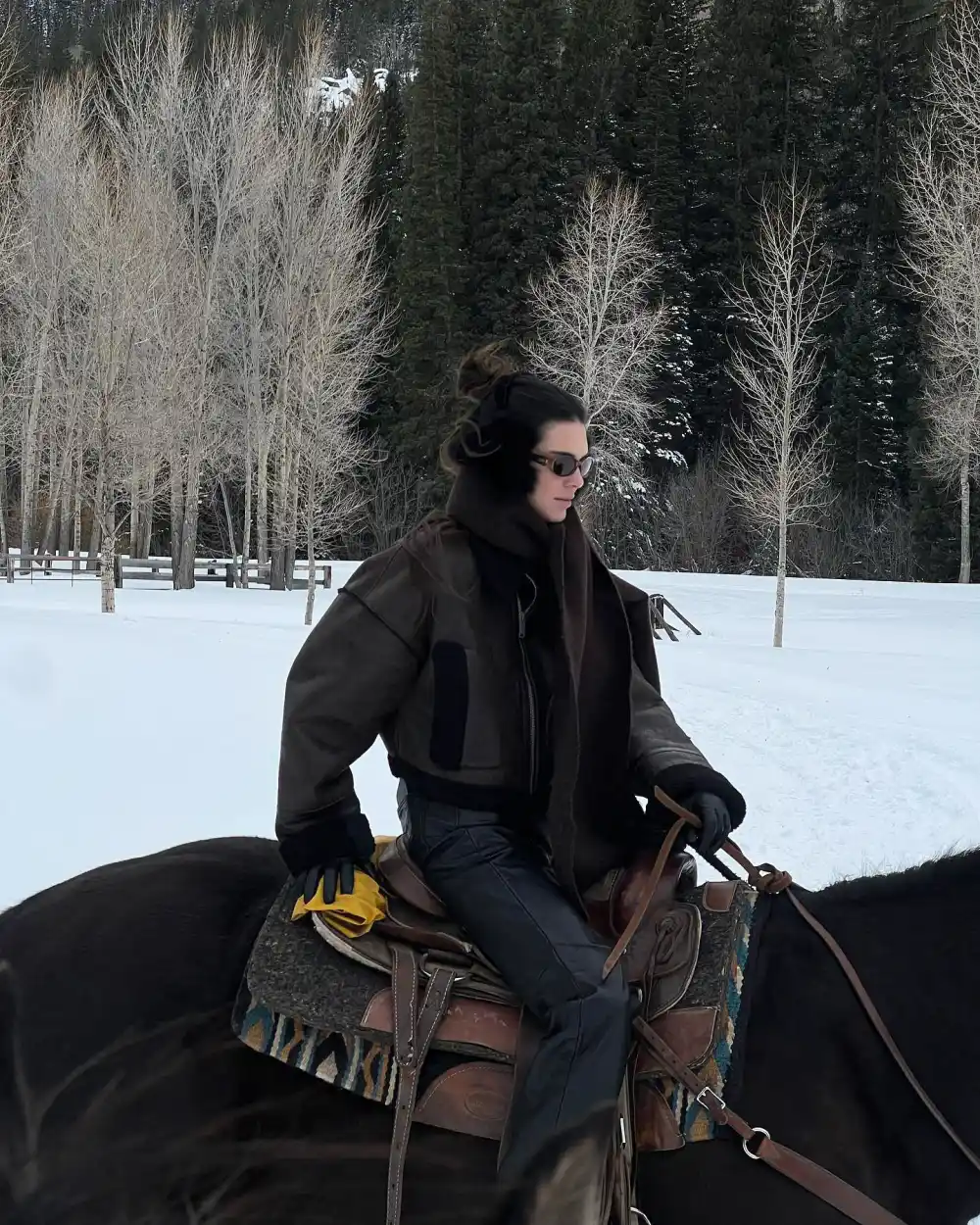 Kendall Jenner Looks Chic While Riding a Horse Through the Snow