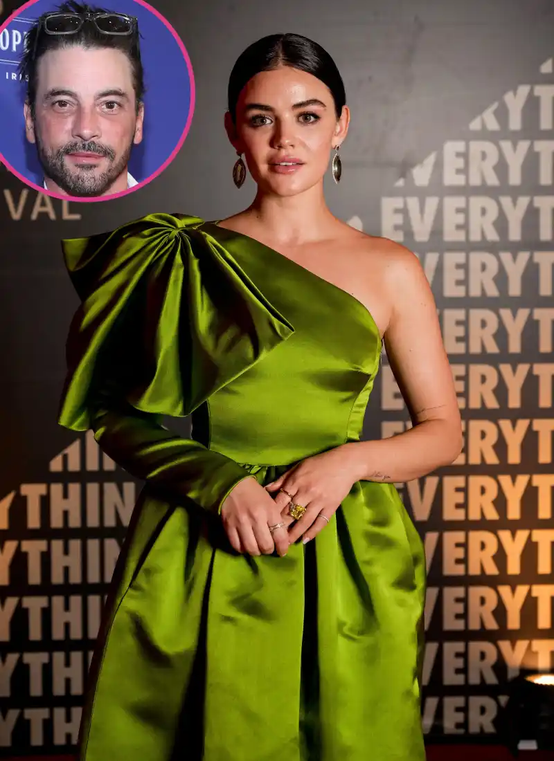Lucy Hale Details the Benefits of Dating Older Men After Skeet Ulrich Fling: 'No Bulls–t' olive green satin dress