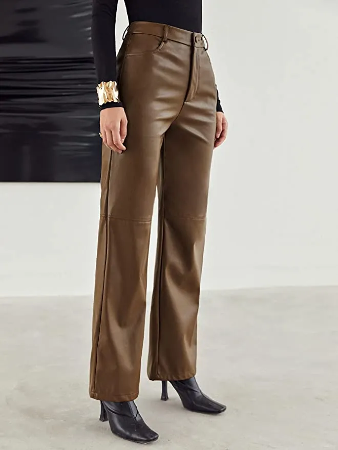 MakeMeChic Women's Faux Leather Pants