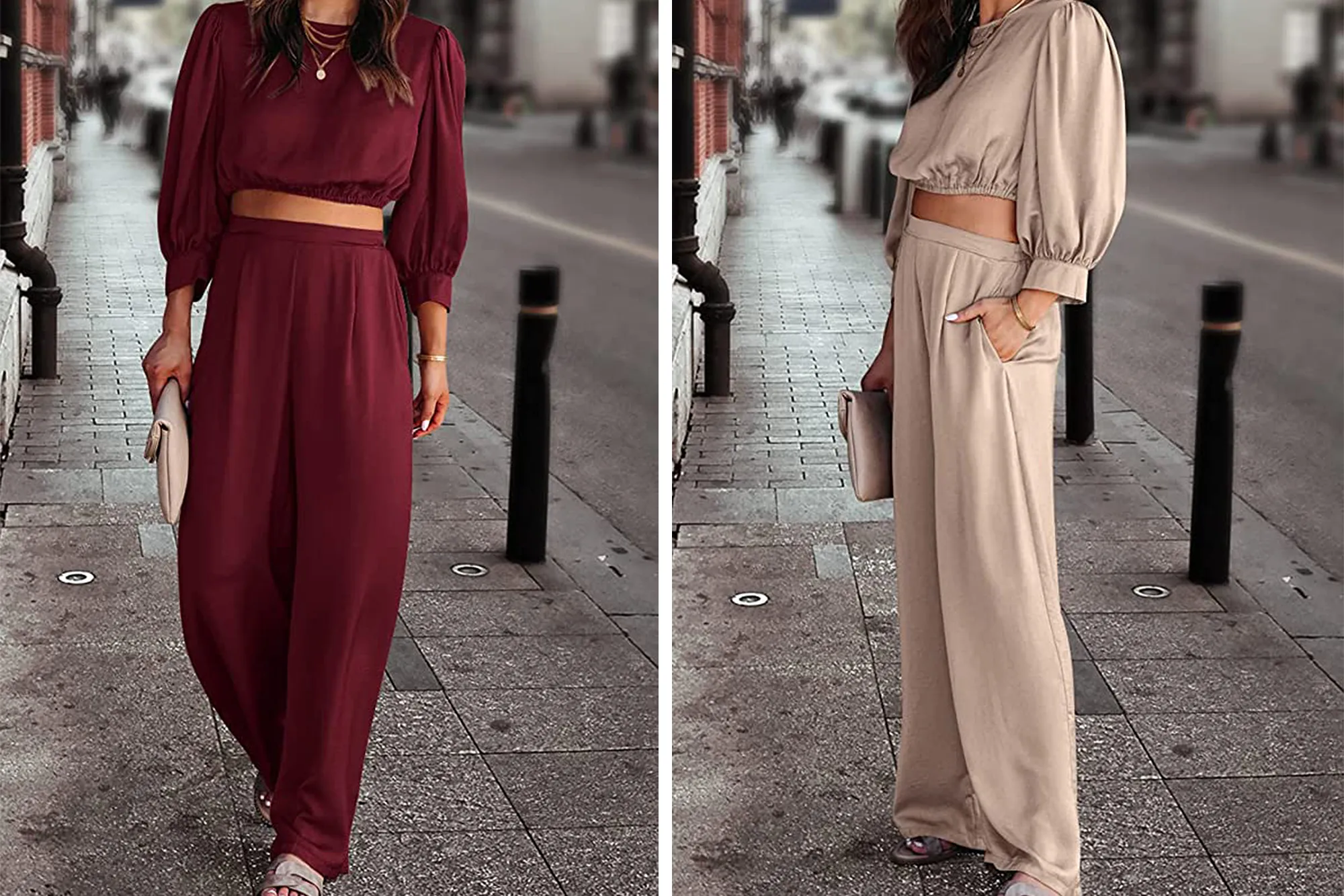 PRETTYGARDEN Women's 2 Piece Satin Outfit