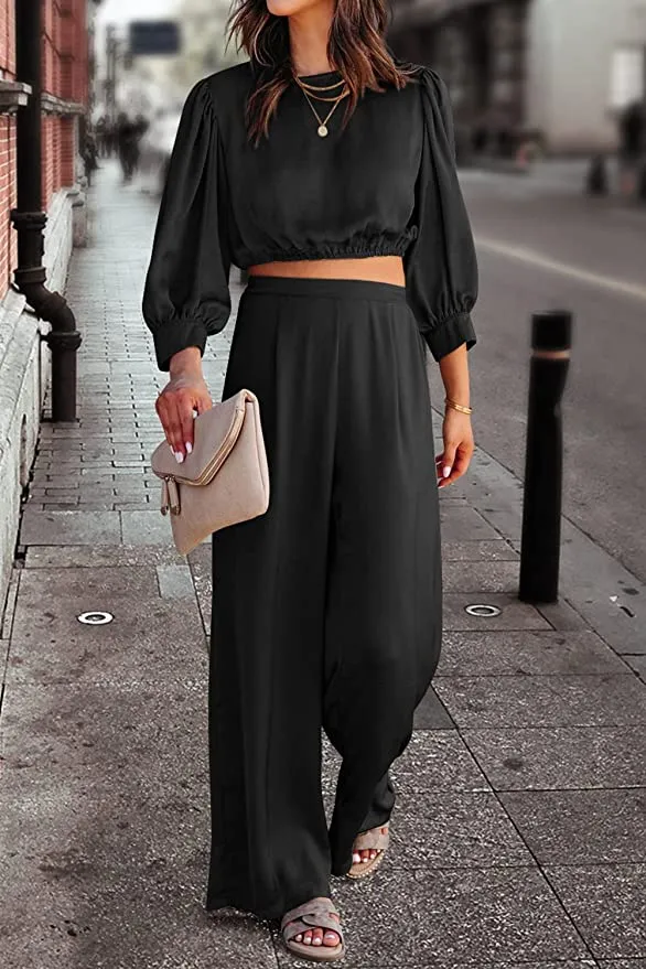 PRETTYGARDEN Women's 2 Piece Satin Outfit