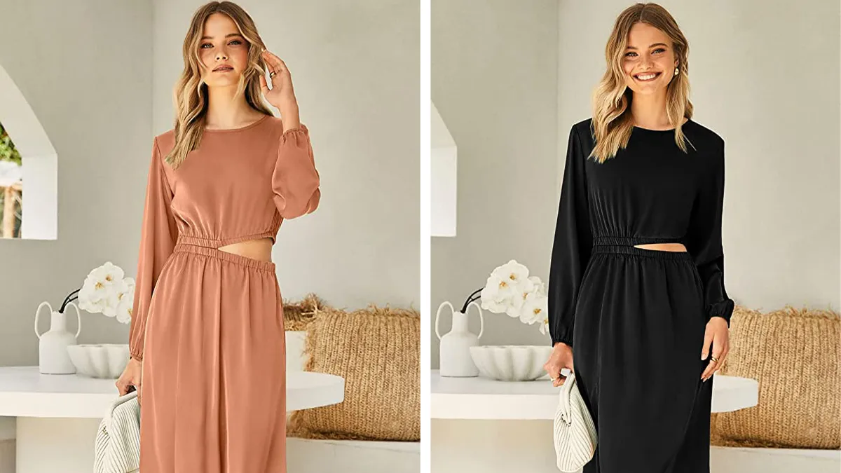 PRETTYGARDEN Women's Cutout Midi Satin Dress