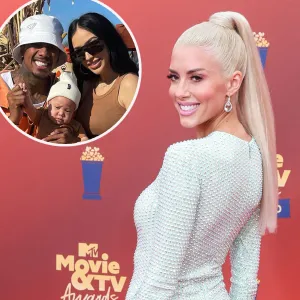 Pregnant Heather Rae Young Jokes She’s ‘In Training’ While Meeting Bre Tiesi and Nick Cannon’s Son white dress