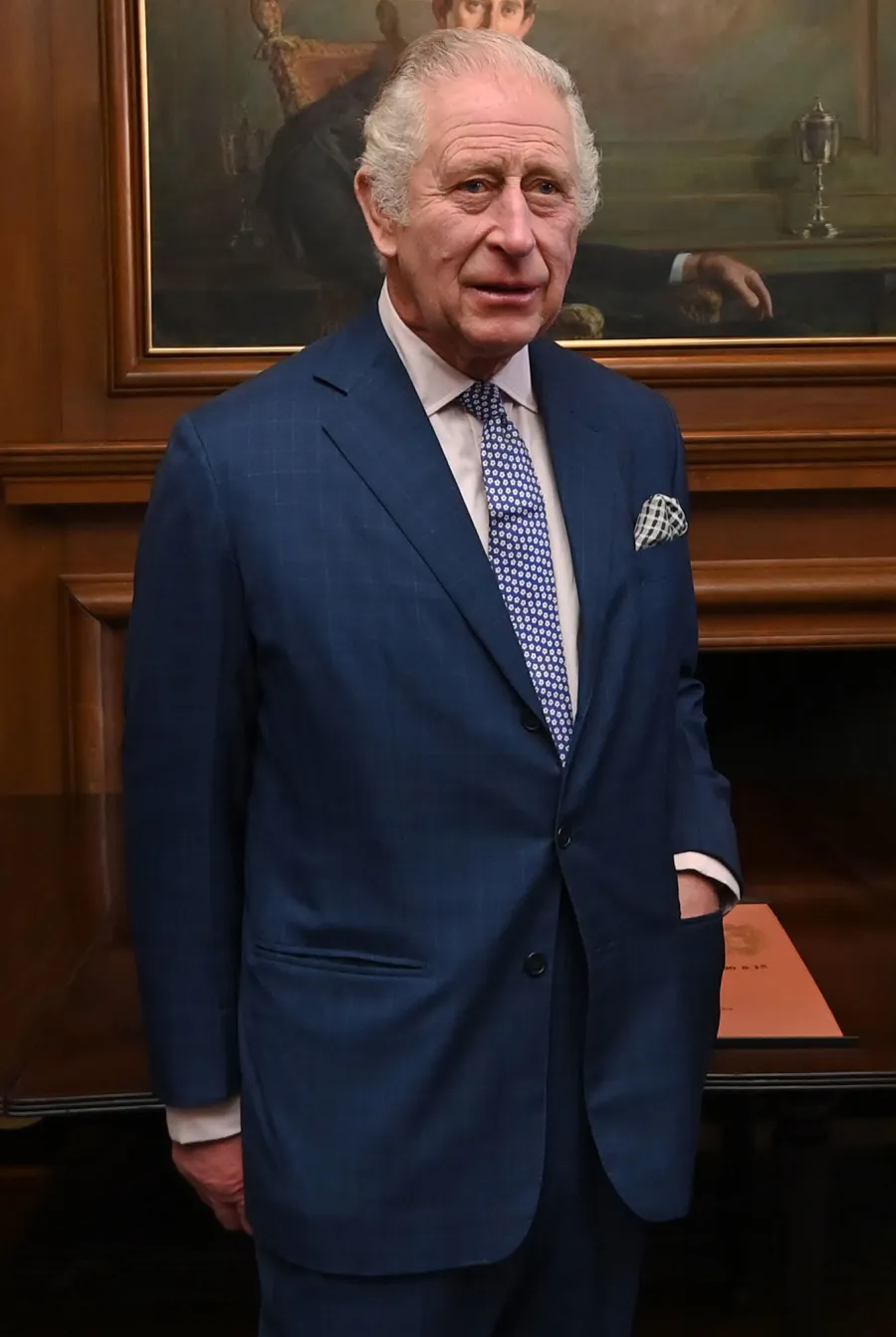 Prince Harry’s Most Illuminating Quotes About His Relationship With Prince Charles blue and white polka dot tie