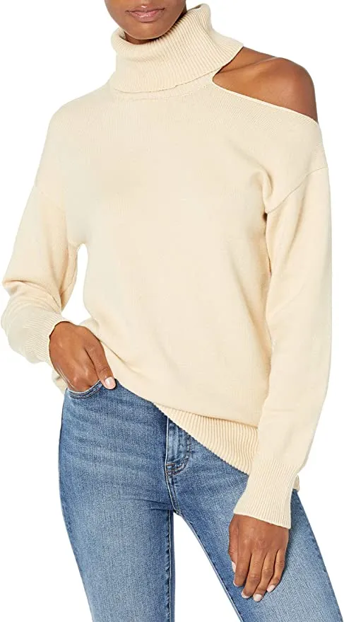 The Drop Women's Josephine Long Sleeve Cutout Turtleneck Sweater