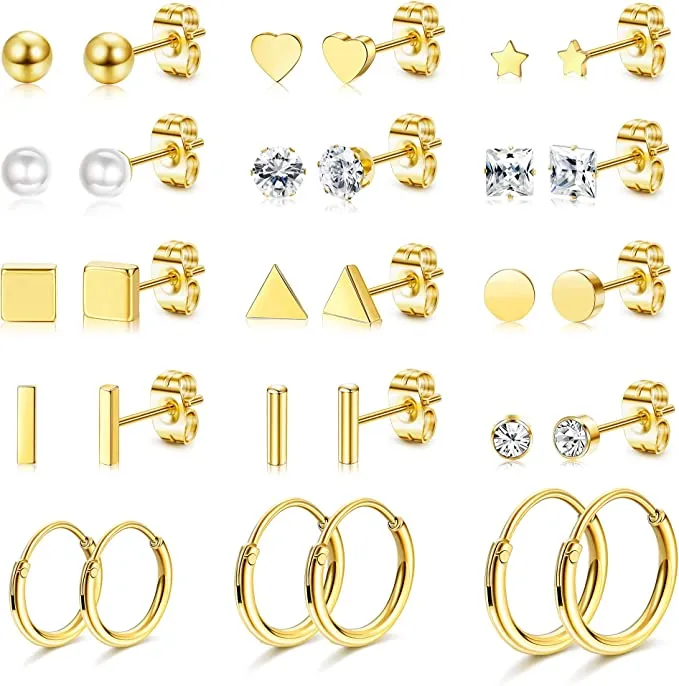 Thunaraz Surgical Steel Tiny Cartilage Earring Set