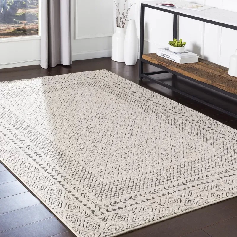 Union Rustic Calvo Oriental Charcoal:Light Beige Area Rug
