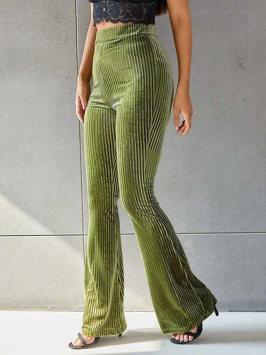 amazon-floerns-velvet-flare-pants-green
