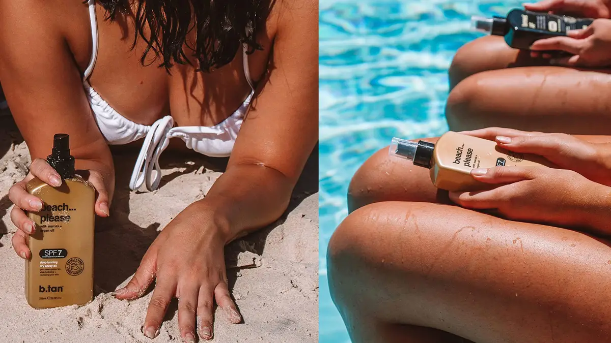 b.tan Beach... Please SPF 7 Deep Tanning Dry Spray