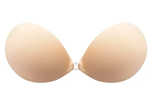 KISWON Push Up Sticky Adhesive Bra pasties Nipple Covers Invisible Backless Strapless Bra for Women Beige