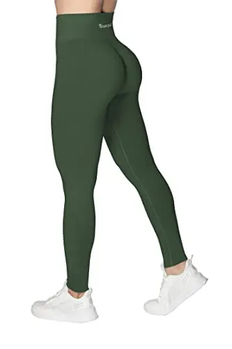 Sunzel Scrunch Butt Lifting Leggings Women High Waisted Seamless Workout Leggings Gym Booty Tights Tummy Control Yoga Pants Bronze Green