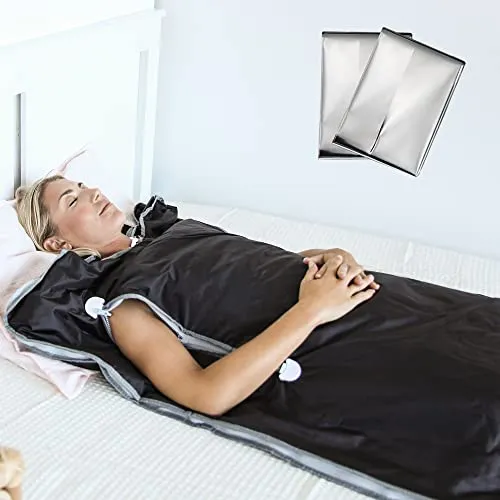 LifePro Sauna Blanket for Detoxification - Portable Far Infrared Sauna for Replica Luxury Handbag Detox Calm Your Body and Mind Regular Black