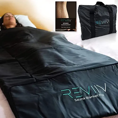 REVIIV Far Infrared Sauna Blanket with Insert Towel - v2.0 New & Improved! Low EMF Longer Cable | Portable Infrared Saunas for Replica Luxury Handbag Therapy, Detox - Infared Blanket Sauna 85&ndash;185 &deg;F Temp Range