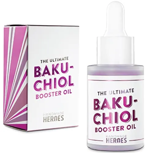 Handmade Heroes 2% Bakuchiol Booster Oil with Sugarcane Squalane, All Natural Retinol Alternative For Radiant and Line Smoothing. 1oz