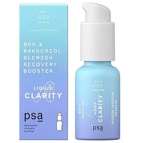 PSA LIQUID CLARITY BHA & Bakuchiol Blemish Recovery Booster: Pore-Refining Serum Booster with 2% BHA, 1% Bakuchiol, 2% Zinc PCA, and Licorice Root Extract. 15 ml/ 0.5 oz