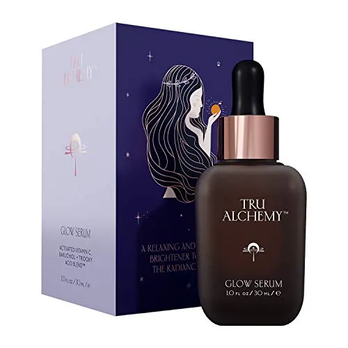 Tru Alchemy Vitamin C Glow Serum | Facial Serum with Bakuchiol, Glycolic & Lactic Acid | Skin Brightening Serum | Anti-aging Vitamin C Face Serum | Hydrating Face Wrinkle Serum | 1 fl oz/30 ml