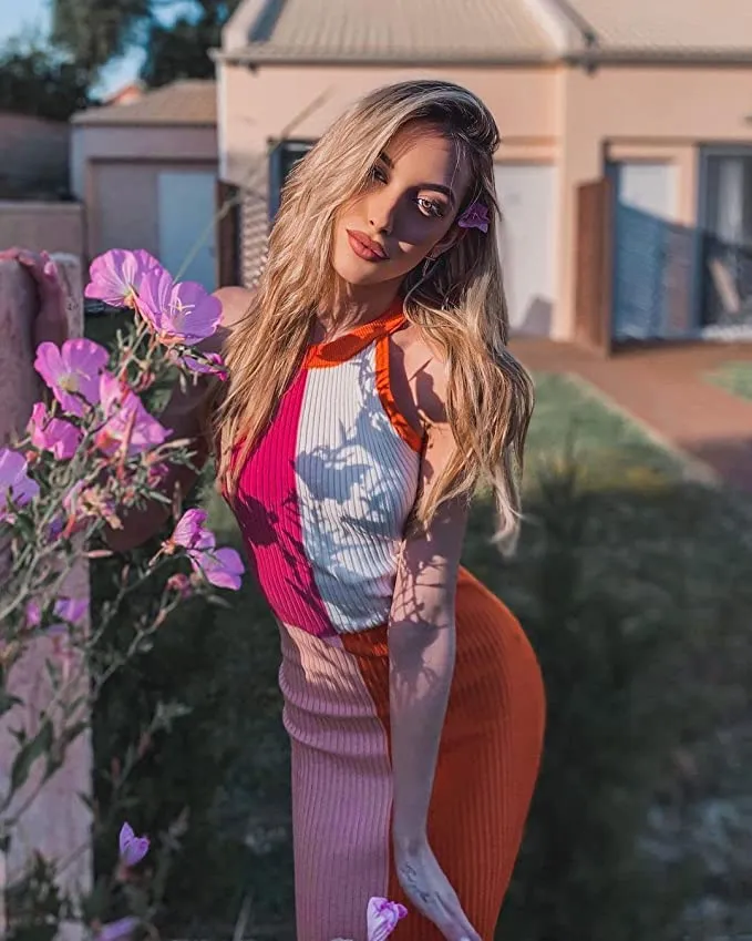 AlvaQ Women's Colorblock Ribbed Tank Dress