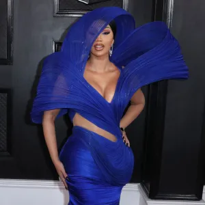 Cardi B Serves Looks in a Blue Gown at the 2023 Grammys