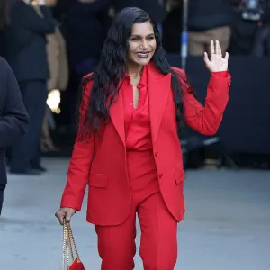 Mindy Kaling Red Suit Celebs at NYFW 2023