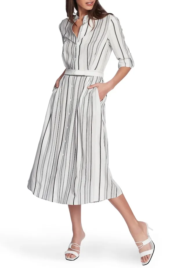 Court & Rowe Long Sleeve Stripe Midi Shirtdress
