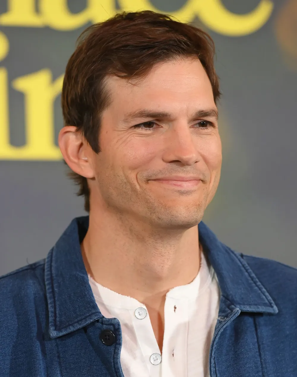 Getting Punk'd? Ashton Kutcher Puts Splash of Orange Juice in Coffee &mdash; Not Creamer: 'Gives It a Brightness' denim jacket