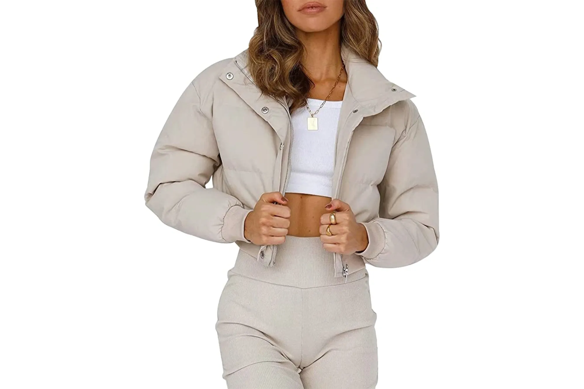 Gihuo Women's Cropped Puffer Jacket